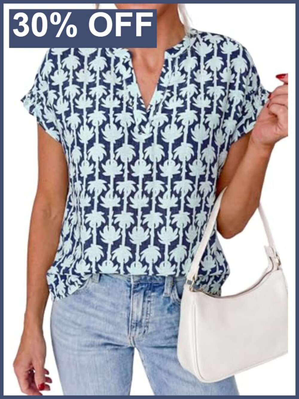 Womens Floral V Neck Puff Sleeve Blouse Short Sleeve Peasant Top